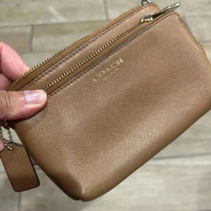 Double zip coach wristlet